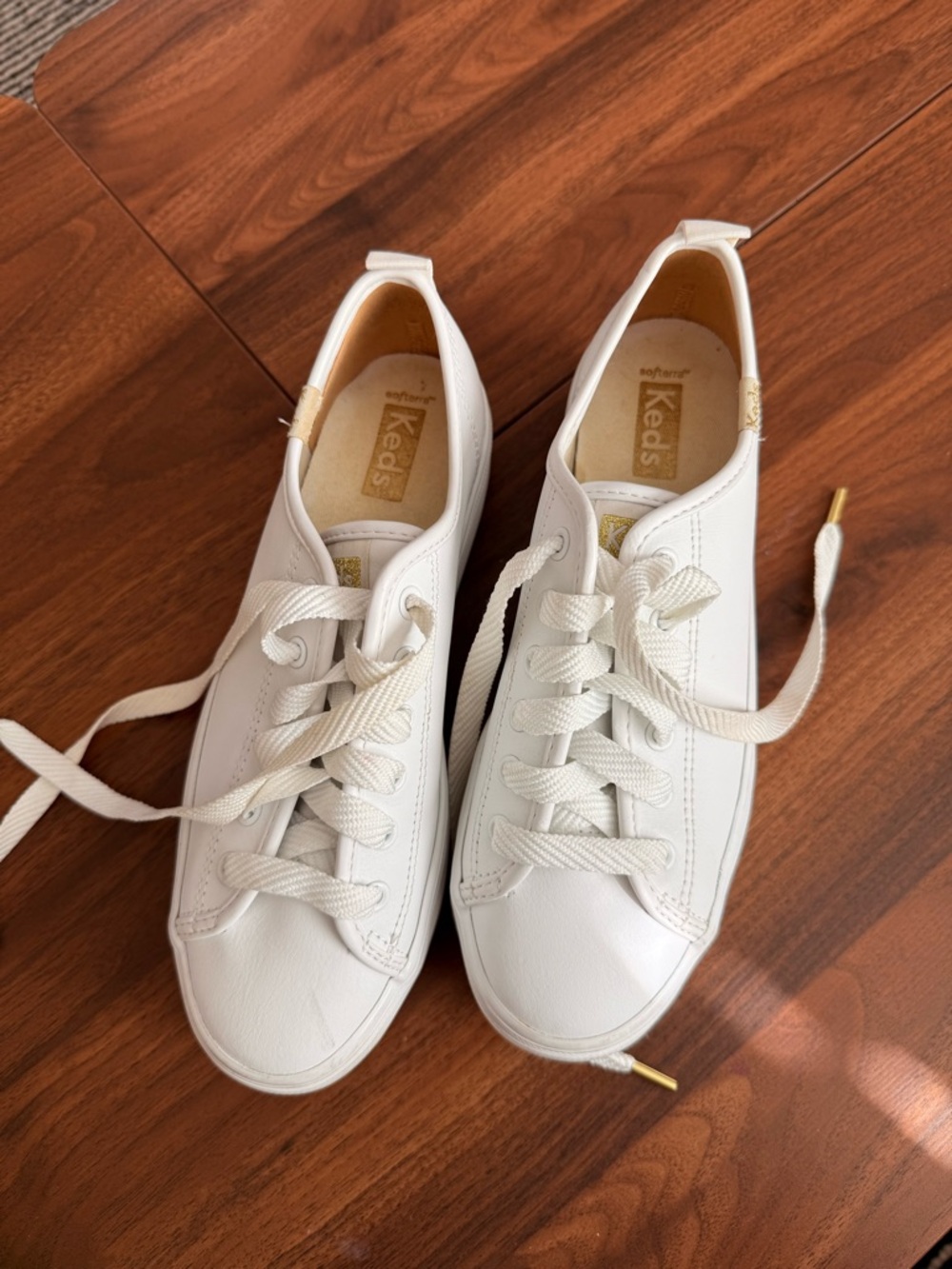 KEDS White Leather Platform Sneakers-Size 6 women’s